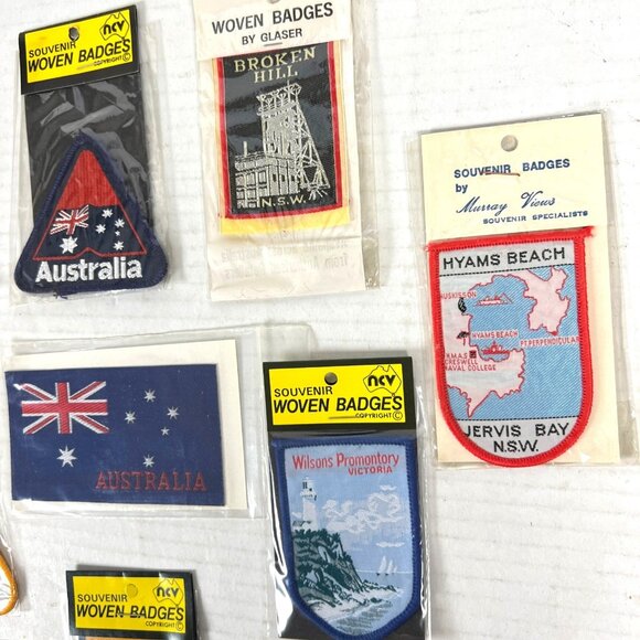 Australia 11 Vtg Woven Souvenir Badge Patch Lot NSW Victoria Adelaide Kangaroo - Picture 4 of 8
